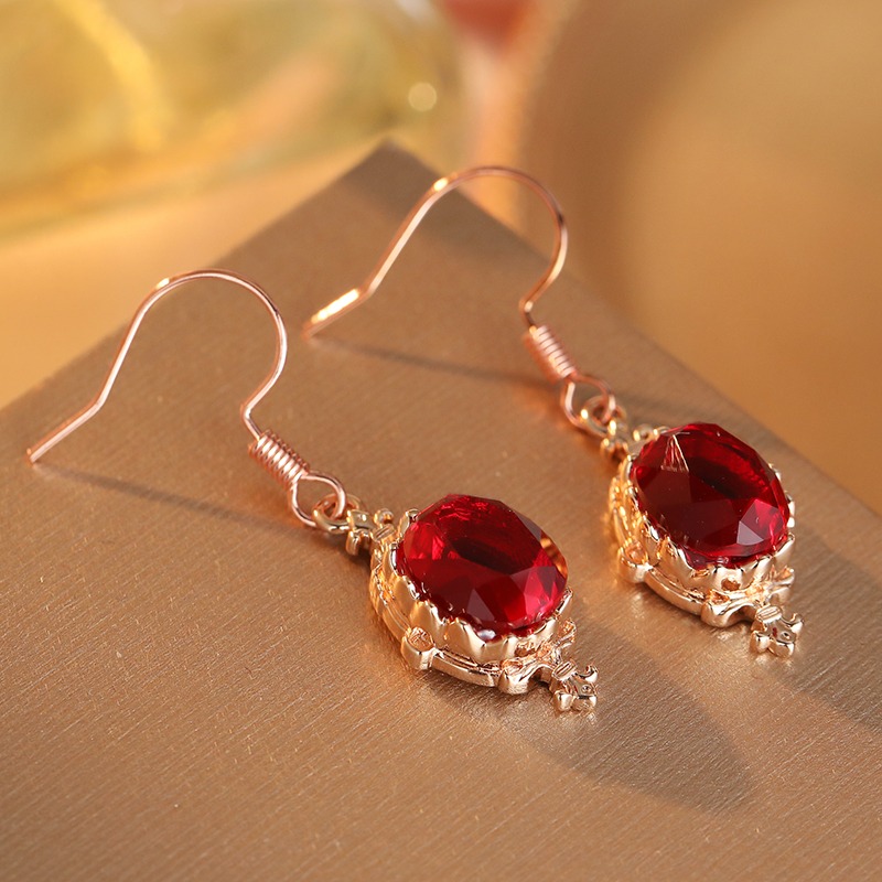 Trendy Inlaid Red Cubic Zirconia Drop Earrings